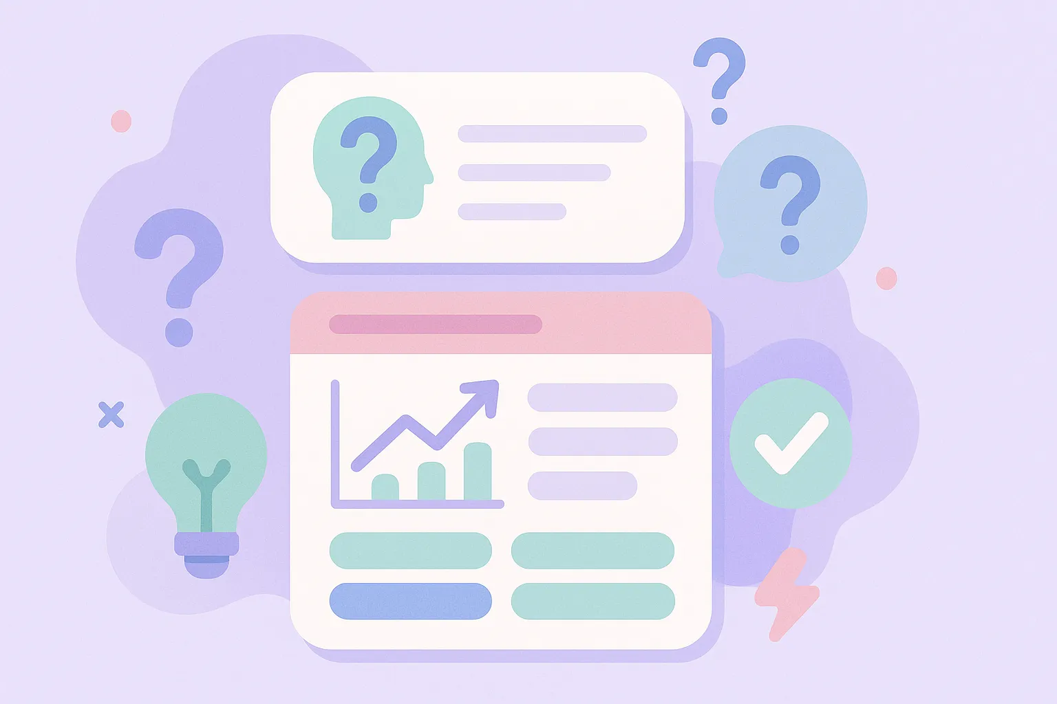 Gráfico colorido mostrando tendencias en crecimiento y declive con estilo pastel