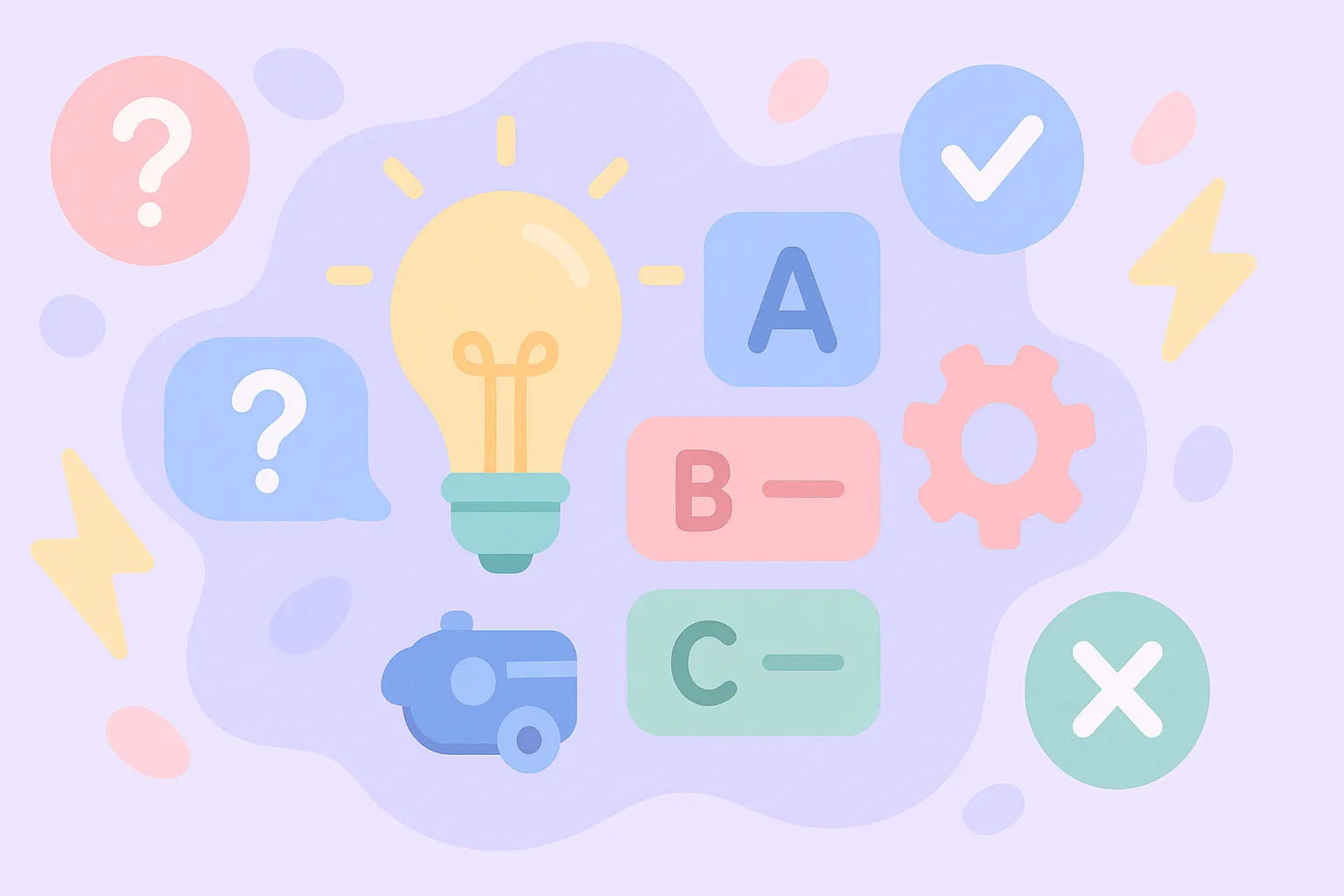 Test visual con ilustraciones pastel de inventos emblemáticos para comprobar conocimientos